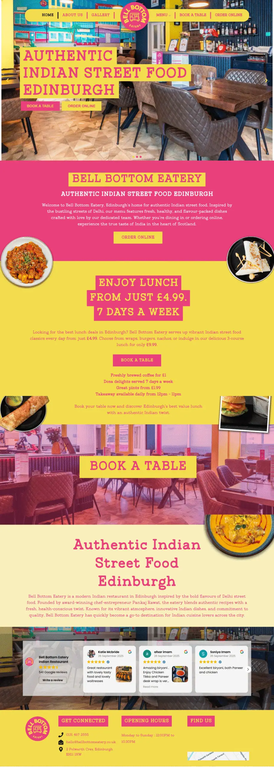Bell Bottom Eatery website screenshot